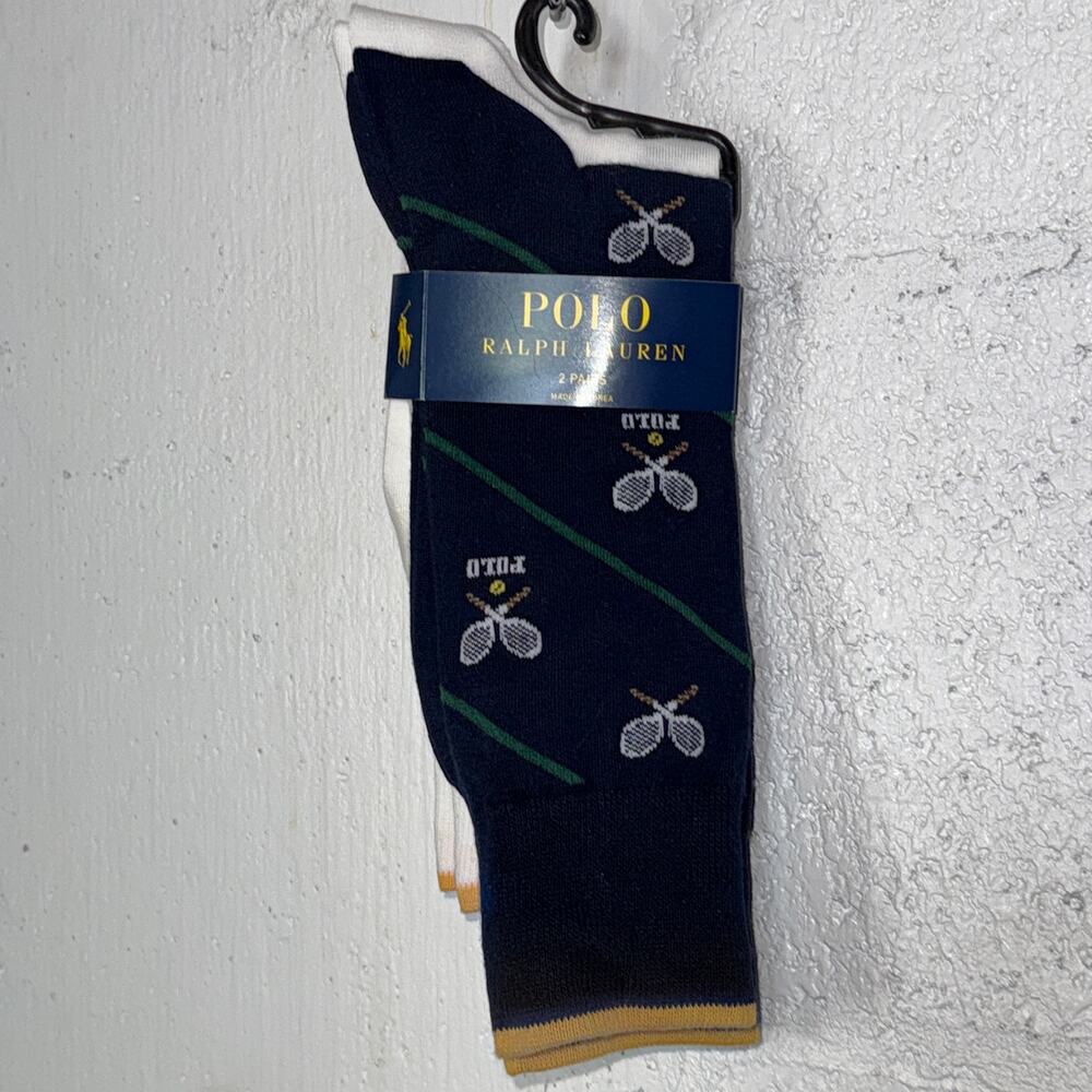 Polo Ralph Lauren Men's 2-Pk. Tennis Racquets Slack Socks - Navy 10-13